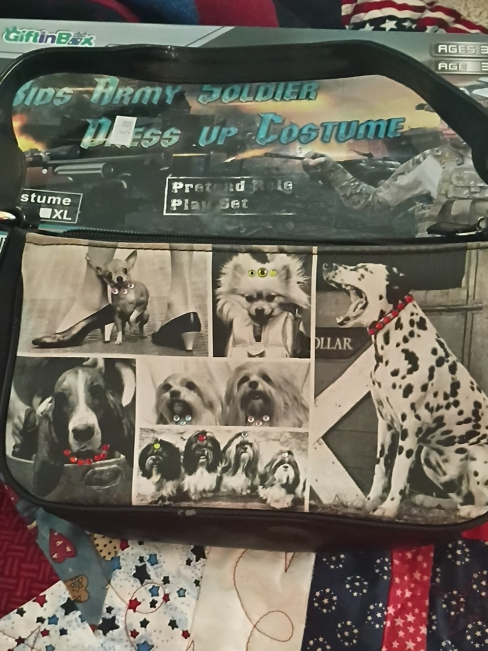 Small Dog Print Purse in Black and White